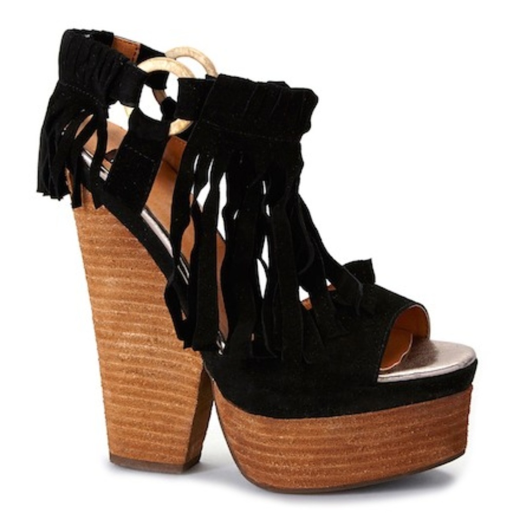 N.Y.L.A. Llano platform sandal fringe suede NEW 8